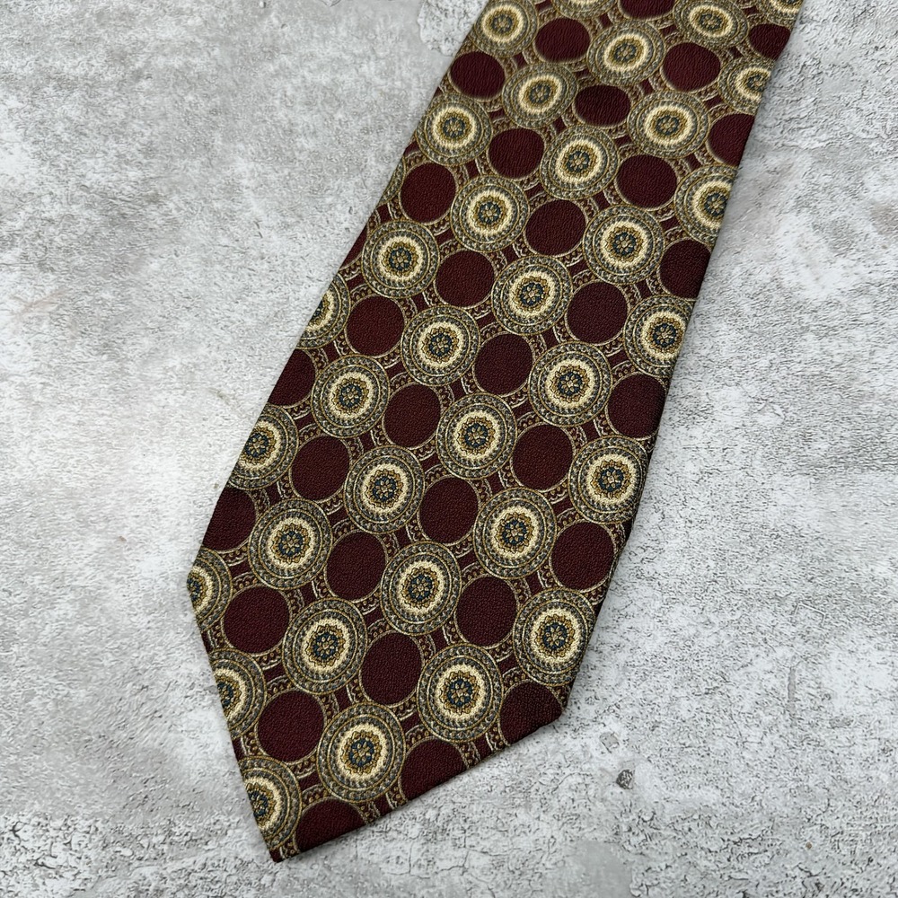Valentino 100% Silk Tie Mens One Size Red Geometric Made‎ In Italy Necktie